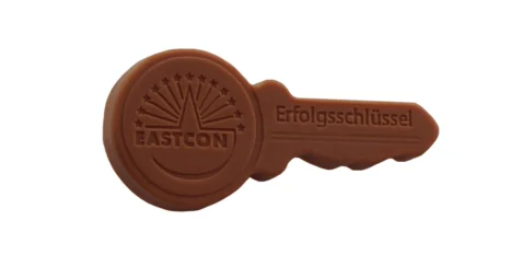 Mini chocolate key with embossed logo
