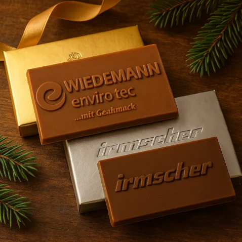 Balance Tafel im Schoko-Card-Format mit geprägtem Logo