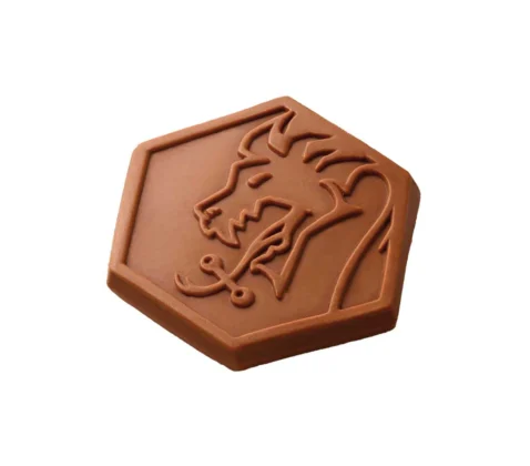 Sechseck aus Schokolade – Hexagon mit geprägtem Logo