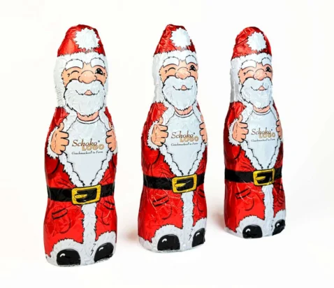 Schokologo Weihnachtsmann Hohlfigur aus Schokolade